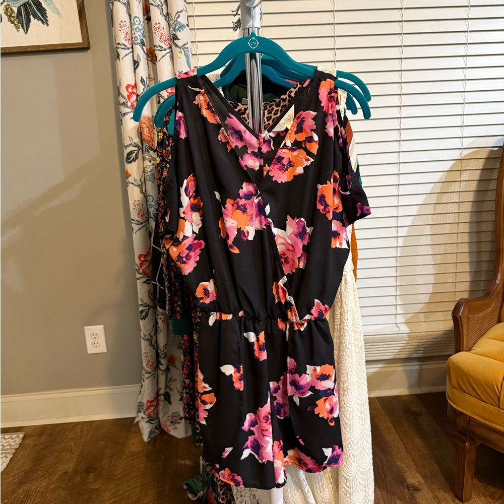 Floral Black and Pink Women's Dress